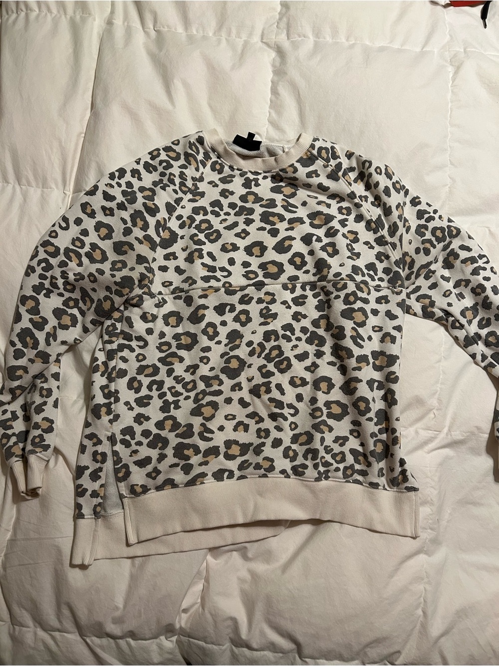 Nursing Queen Leopard Crewneck Sweatshirt - Cream, Tan, Gray